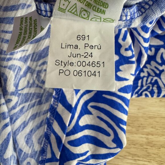 Lilly Pulitzer Etta Scoop Neck Top XL Martinique Blue Zee Bebe Cotton TP-3622 - Picture 8 of 8